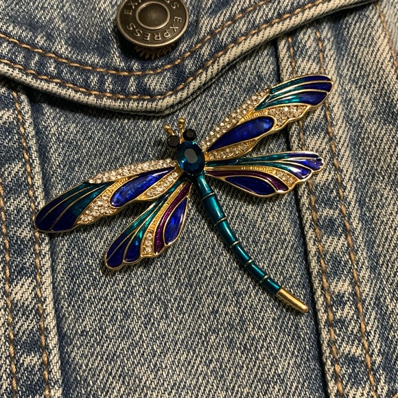 Jewelry - Blue Green dragonfly brooch pin New